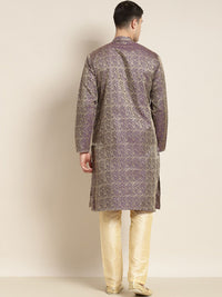 SOJANYA Band Collar Ethnic Motifs Woven Design Kurta