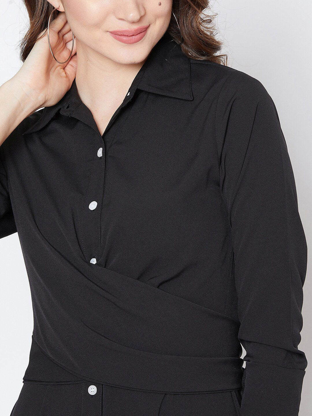 Berrylush Shirt Collar Midi Dress