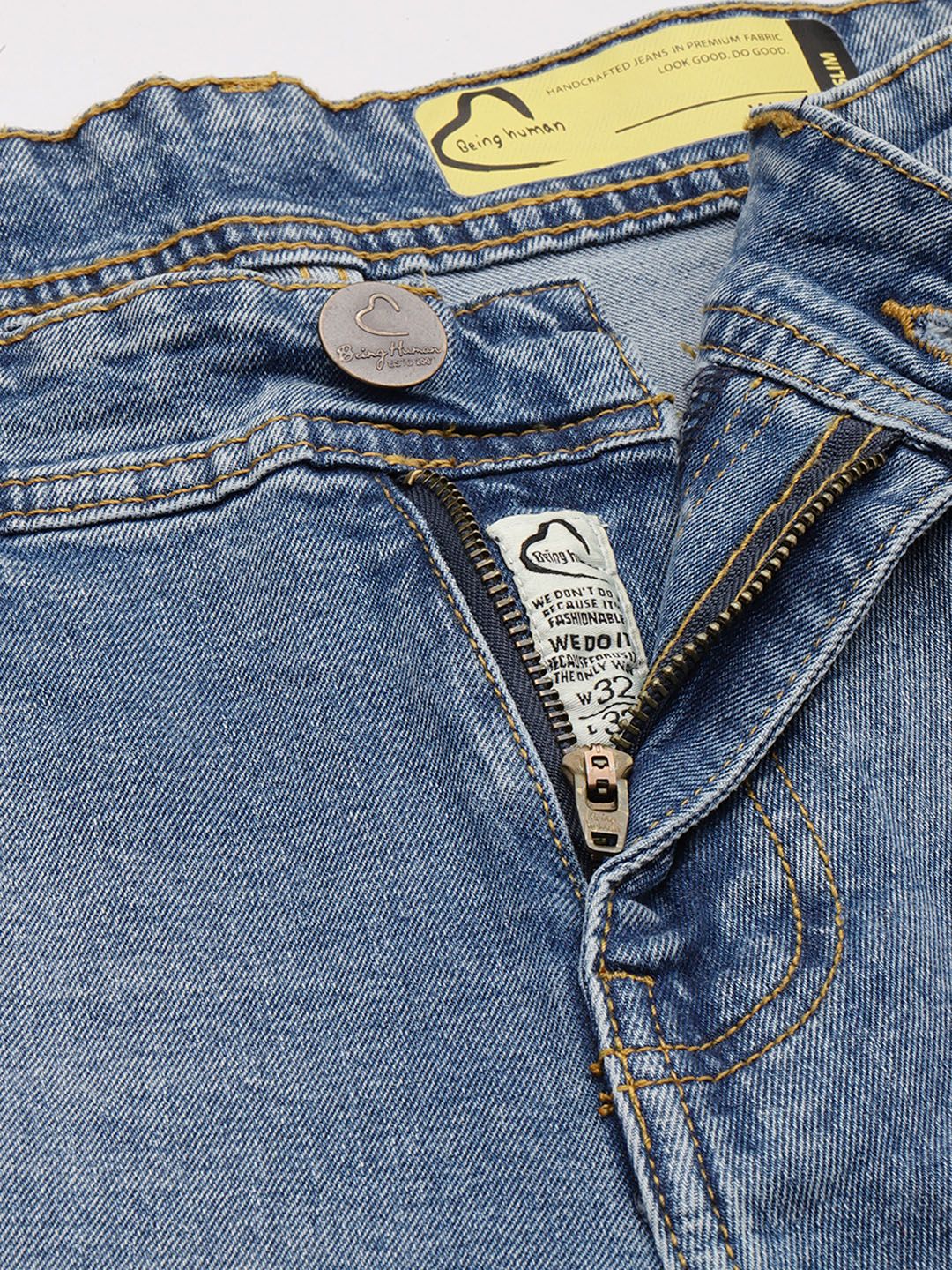 Being Human Men Slim Fit Heavy Fade Stretchable Jeans