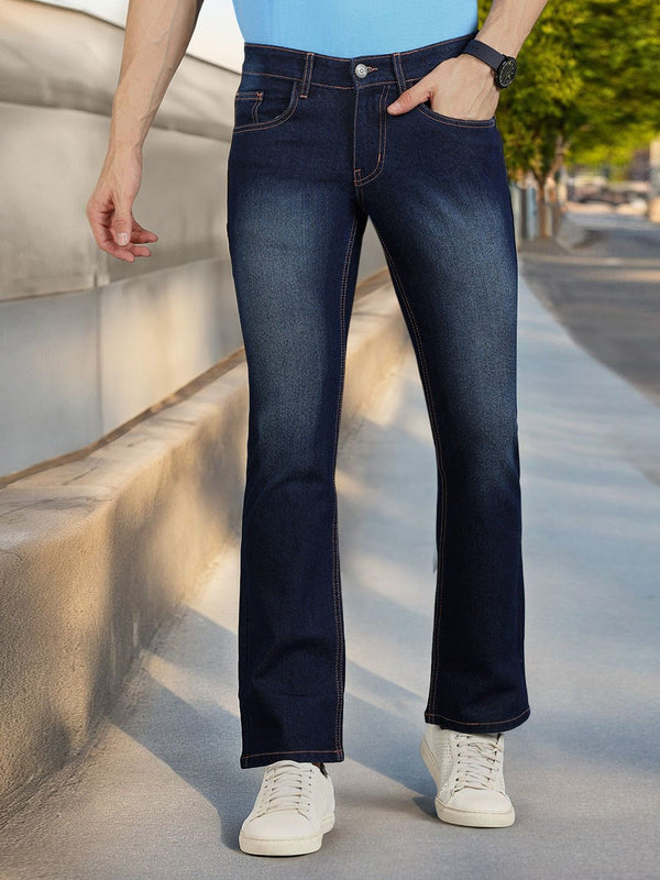 Urbano Fashion Men Bootcut Heavy Fade Clean Look Stretchable Jeans