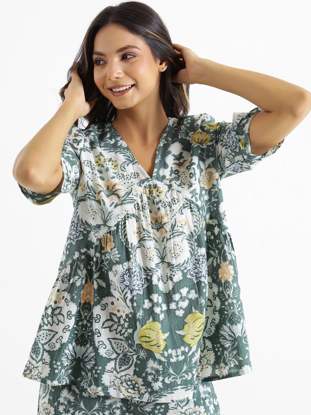 SANSKRUTIHOMES Printed Pure Cotton Night Suit