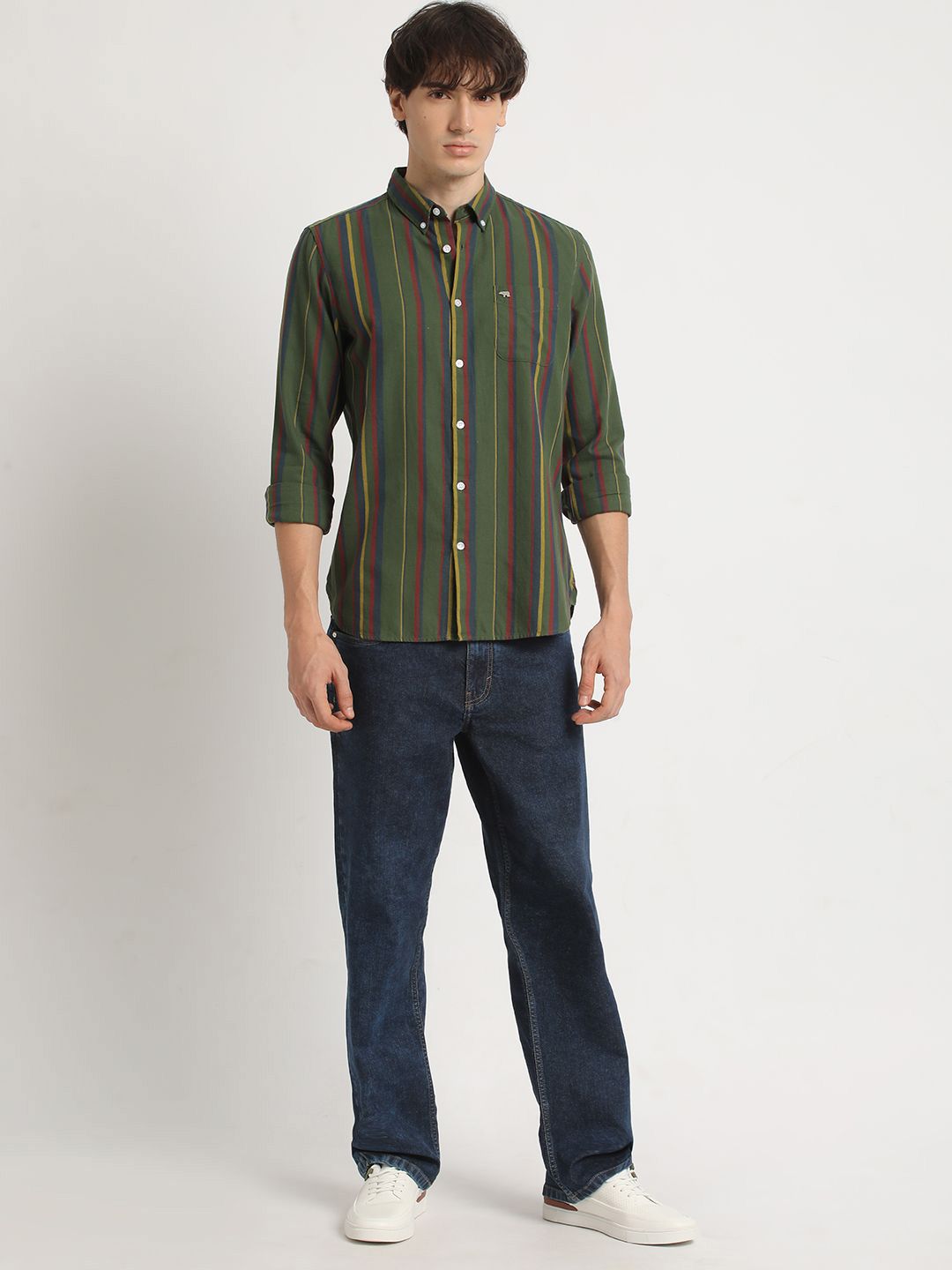 THE BEAR HOUSE Men's Striped Slim Fit Casual Shirt