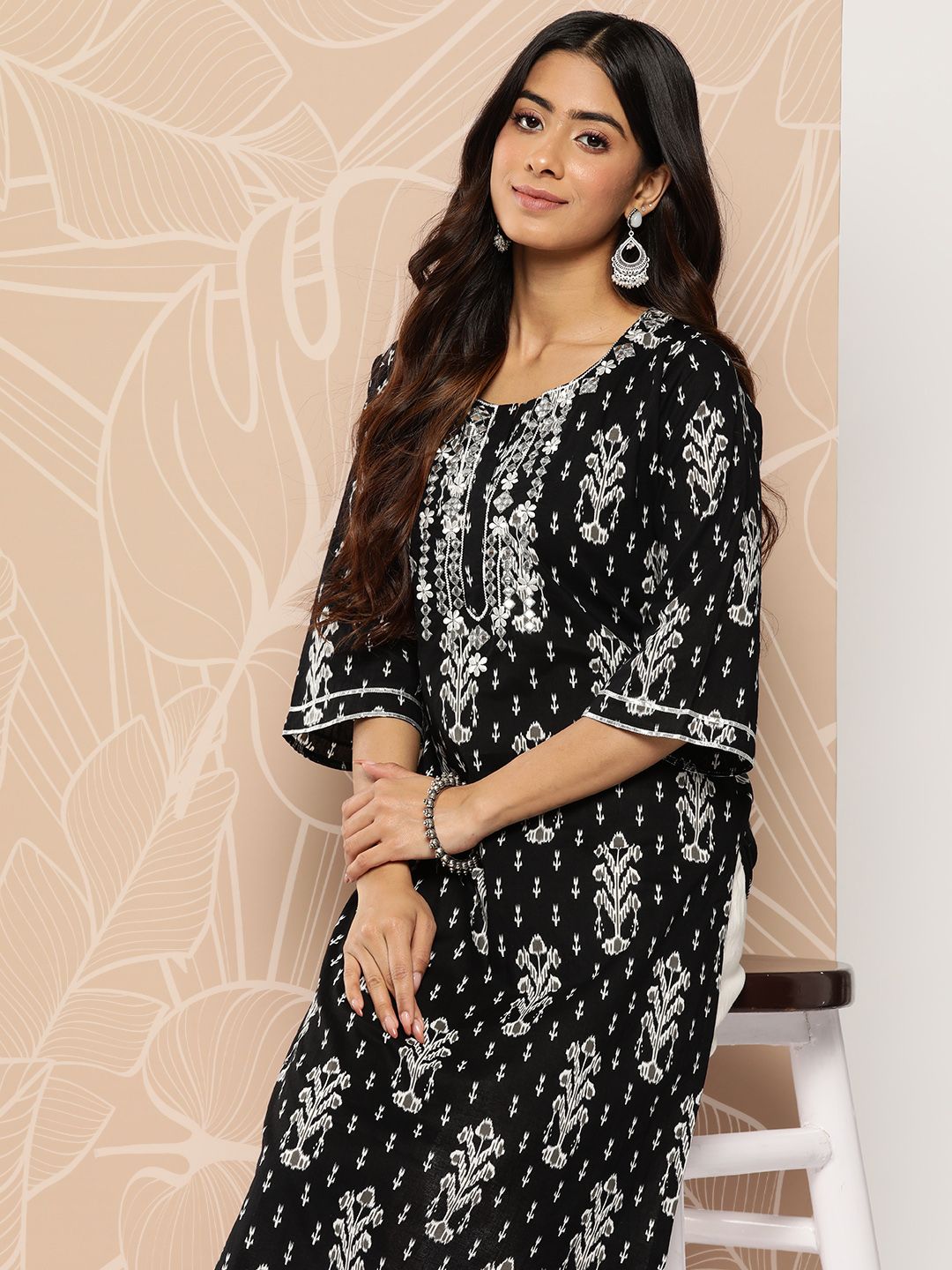 Libas Ethnic Motifs Embroidered Flared Sleeves Gotta Patti Kurta