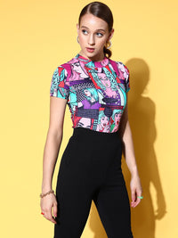 Berrylush Women  Multi-Coloured Graphic Graphic Tee
