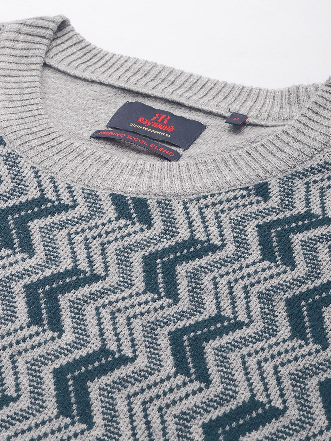 Raymond Men Chevron With Embroidered Detail Round Neck Pullover