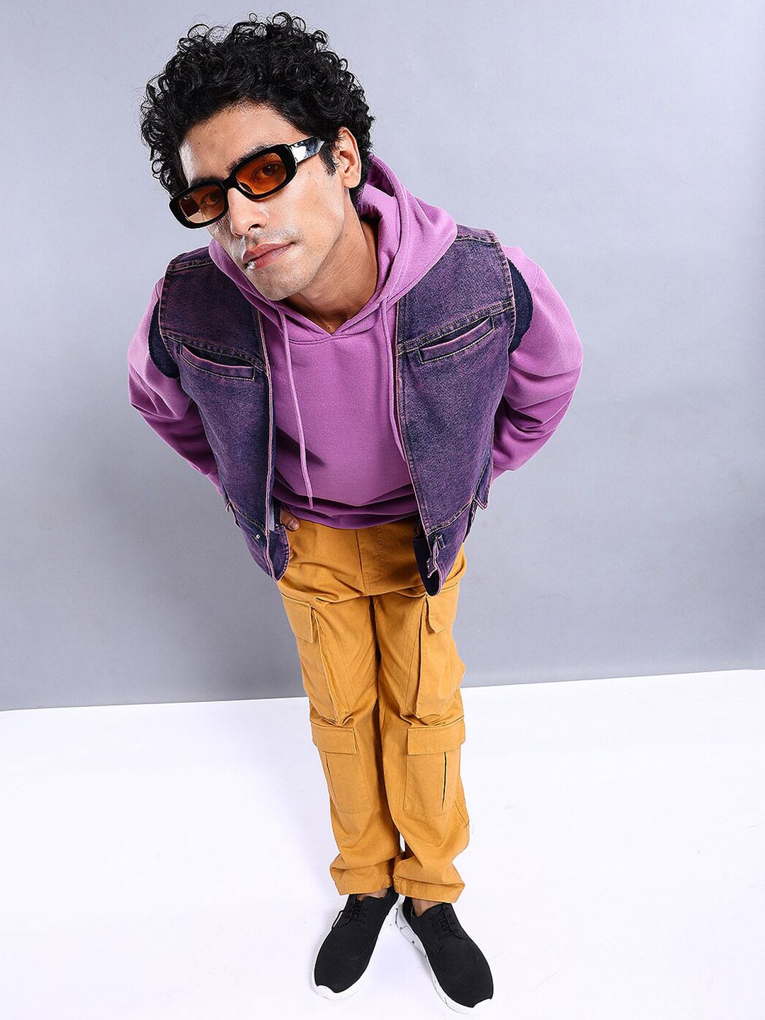 Sweatshirt pullover besar garaj garaj garaj cetak yang bercetak berkeruding