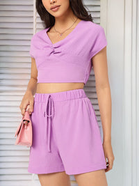 DressBerry Allure & Adventure Cropped Twisted Seersucker Co-Ords