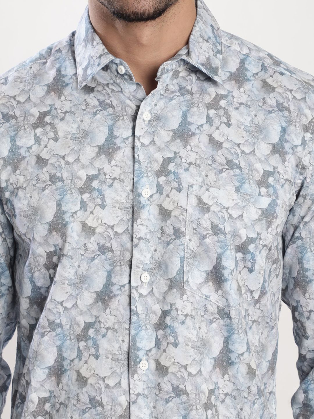 Bene Kleed Men Slim Fit Floral Printed Chest Pocket Casual Shirt