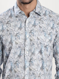 Bene Kleed Men Slim Fit Floral Printed Chest Pocket Casual Shirt