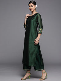 Libas Women Green Thread Work Kurta
