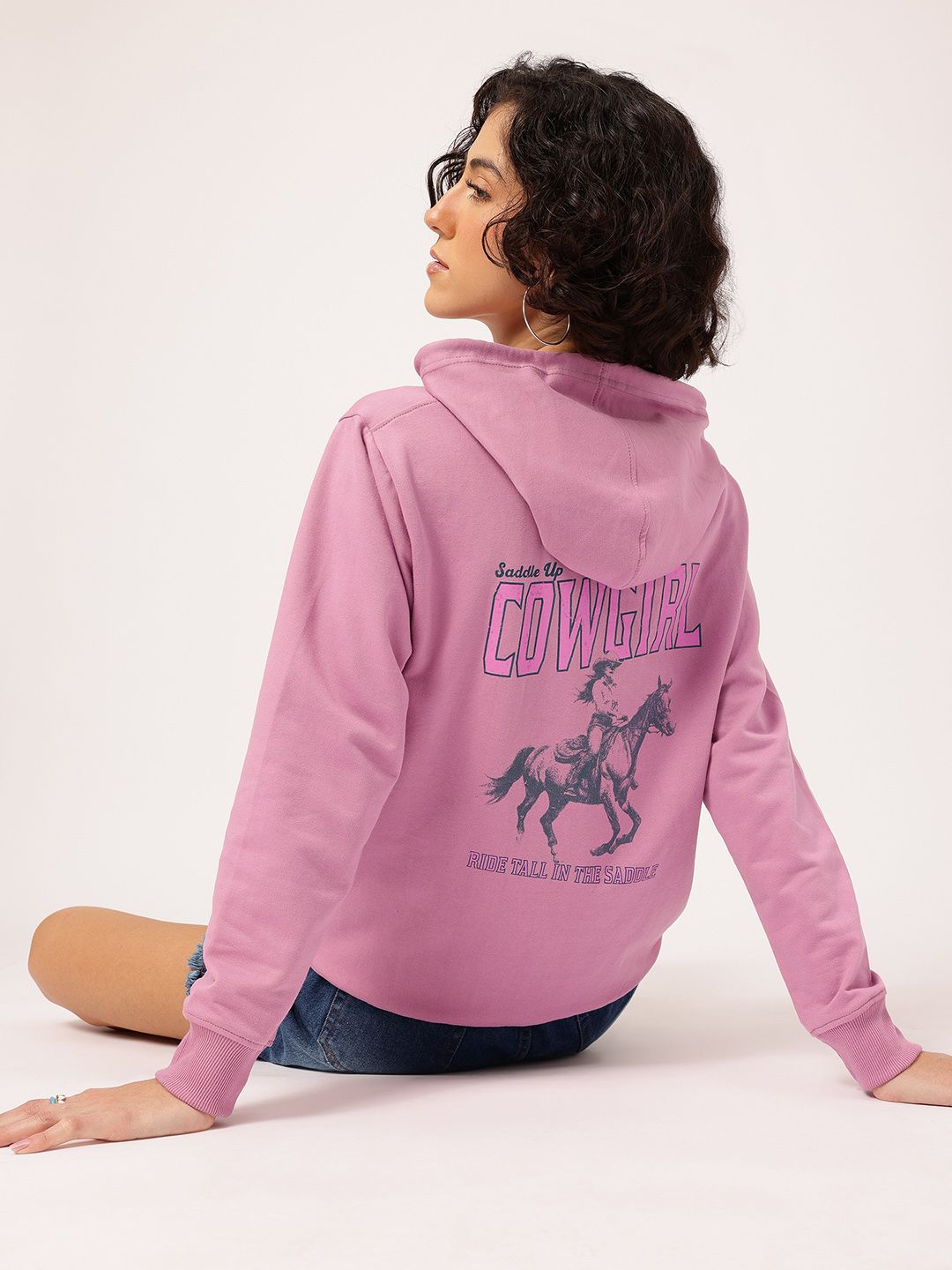 DressBerry Printed Drop-Shoulder Hooded Sweatshirt