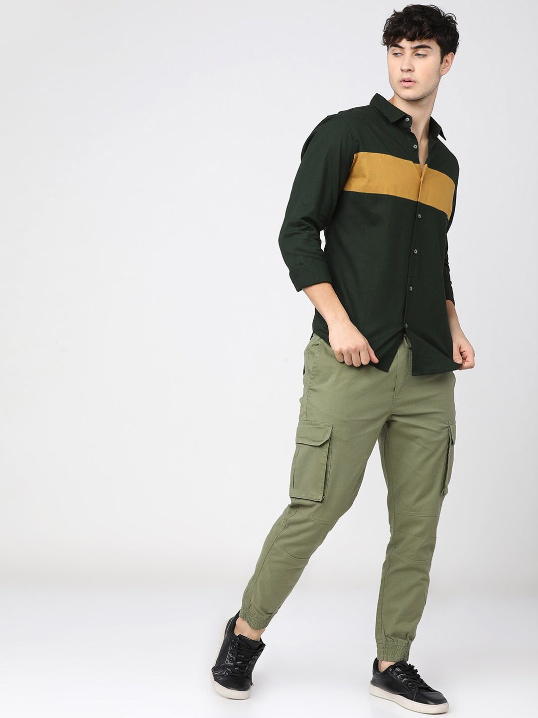 HIGHLANDER Men Slim Fit Joggers Cargo Pocket Trousers