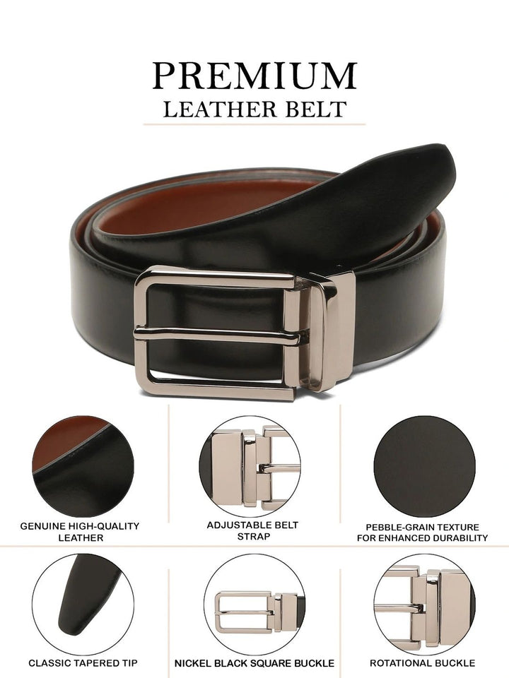 Teakwood Leathers Men Leather Reversible Formal Belt