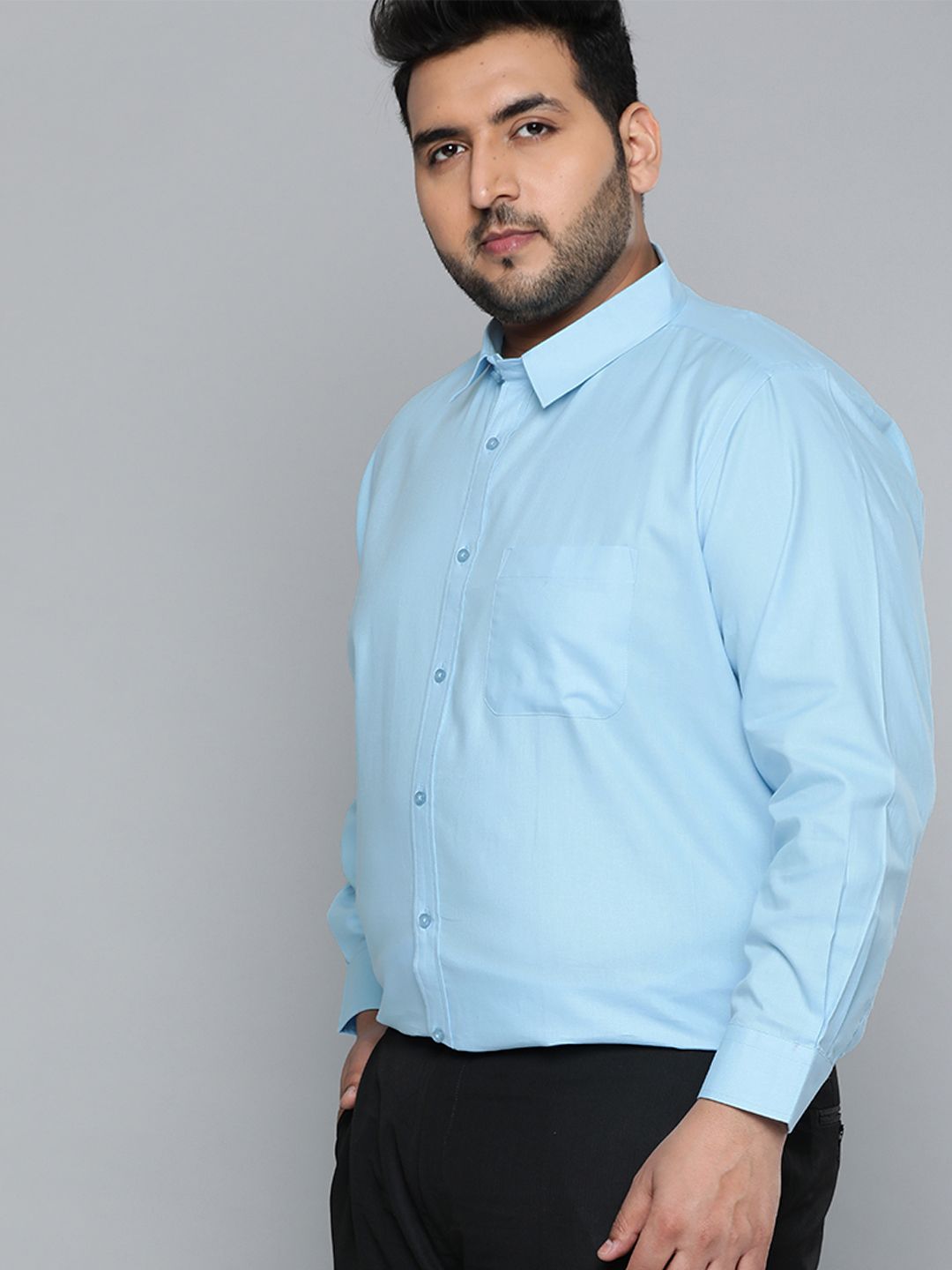 DENNISON Men Blue Smart Slim Fit Pure Cotton Solid Formal Shirt