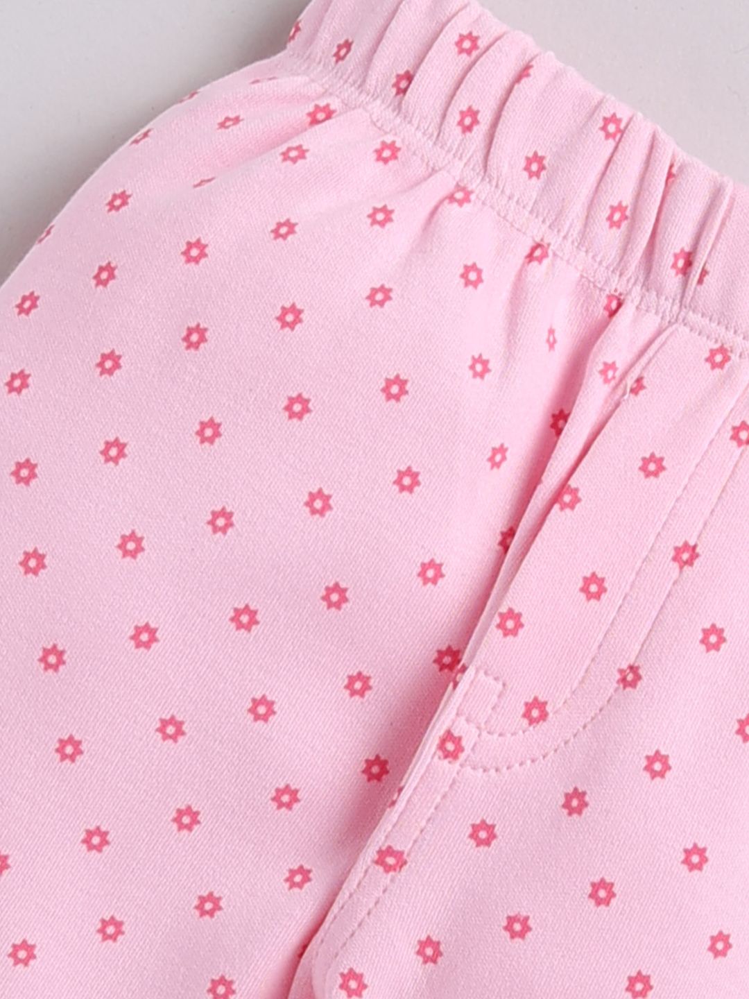 Moms Love Infant Girls Pure Cotton Self Design Top With Joggers