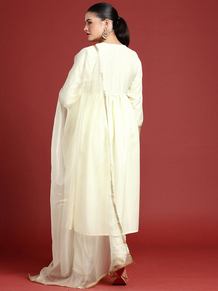 all about you Empire Sequinned Kurta with Trousers & With Dupatta