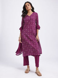 Anouk Women Bandhani Printed Gotta Patti Pure Cotton Kurta with Trousers & Dupatta