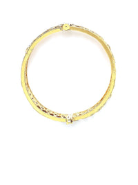 KARATCART Set of 2 Gold Plated Kundan Studded Antique Bangles
