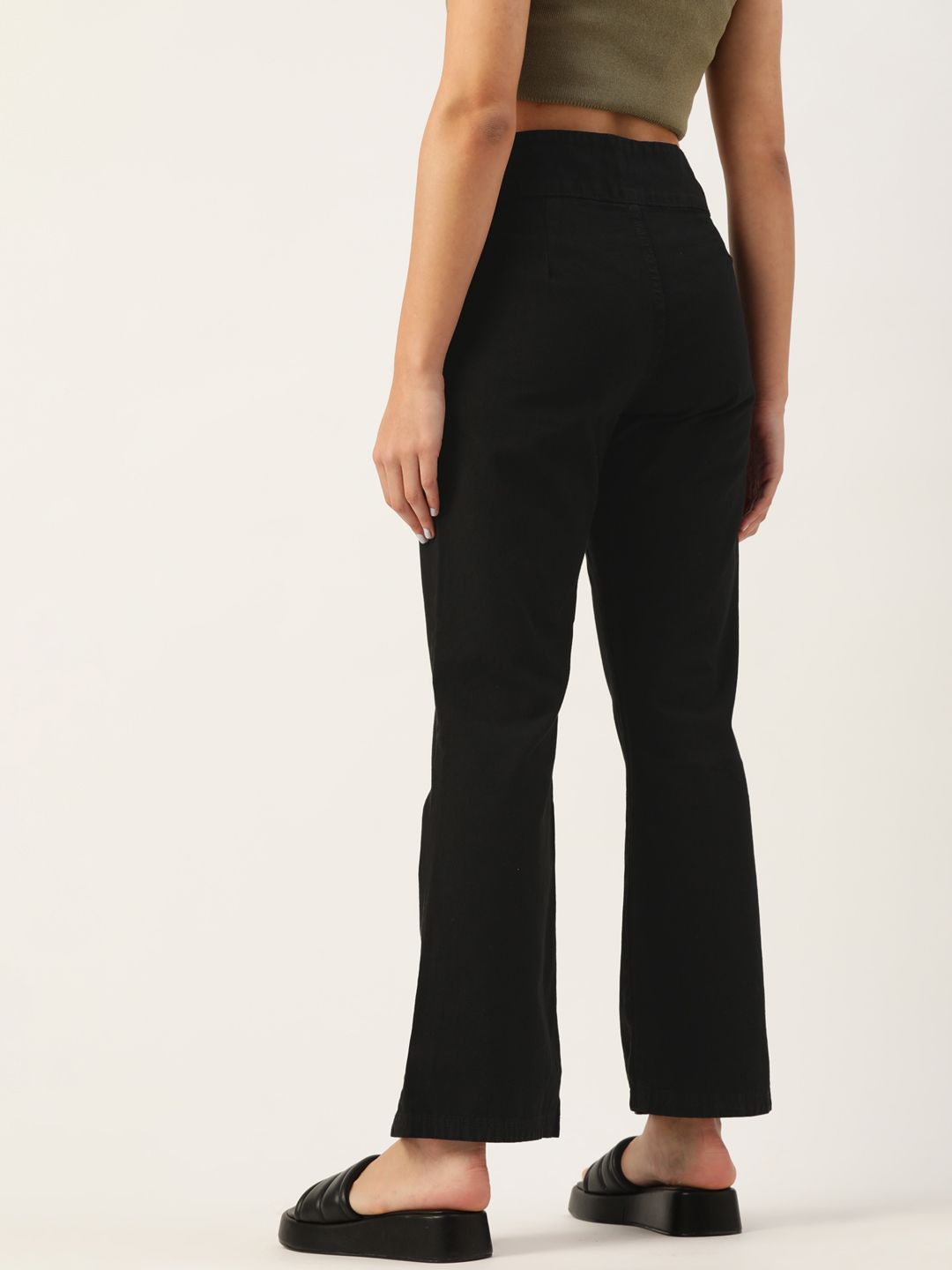 DressBerry Women Black Flared High-Rise Stretchable Jeans
