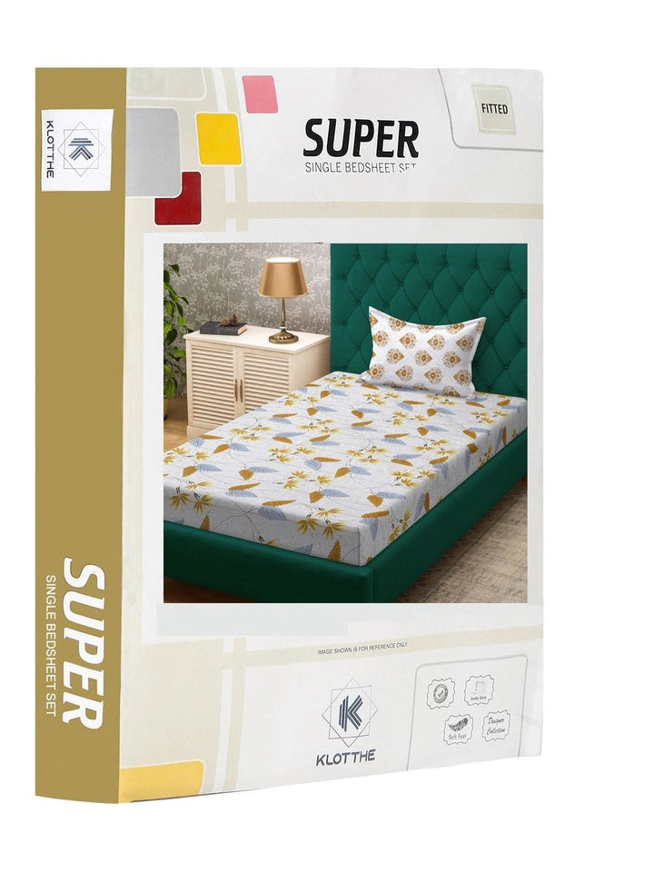 Moda Rapido X KLOTTHE Berwarna Krim & Bunga Kuning 400 TC Cadar Bujang dengan 1 Sarung Bantal