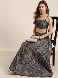 Shae by SASSAFRAS Women Deep Navy Blue Floral Skirt
