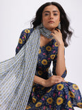 Anouk Floral Printed Pure Cotton Kurta with Trousers & Dupatta