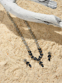SOHI Silver-Plated Black Stone Studded Jewellery Set