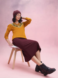 DressBerry Floral Embroidered Acrylic Pullover