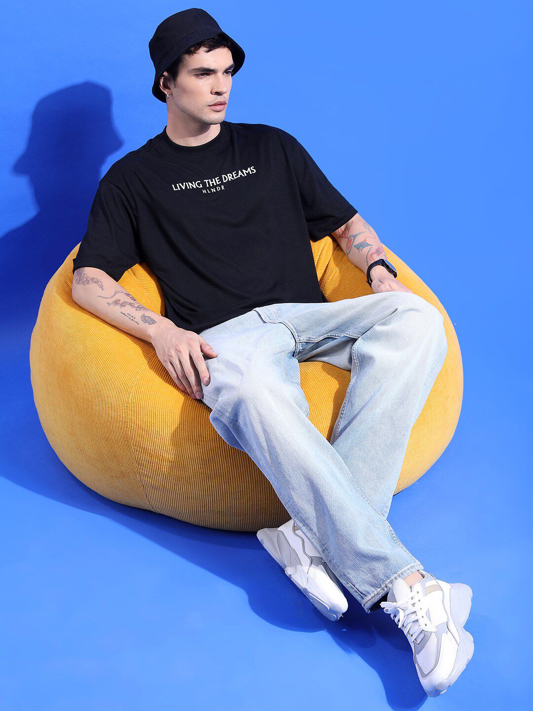 HIGHLANDER Graphic Printed Drop Shoulder Sleeves Oversized Fit T-shirt