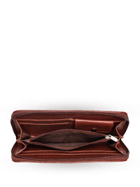 ZOUK Women Peach-Coloured Printed Vegan Leather Zip Around Sustainable Wallet