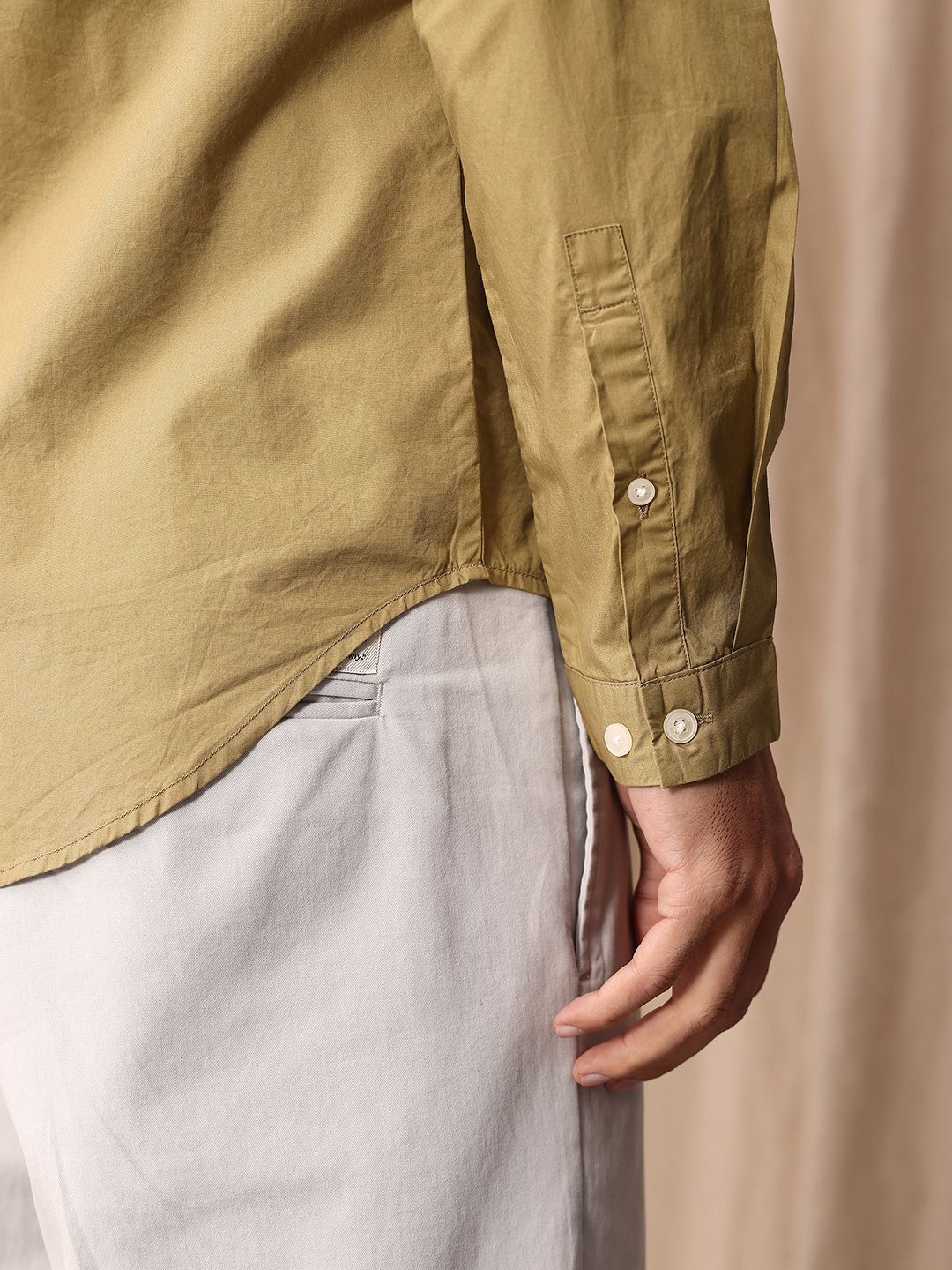 Mr Bowerbird Pure Cotton Button Detail Tailored Fit Casual Shirt