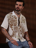 Eszett Graphic Printed Cuban Collar Cotton Baju Kasual Bersaiz Besar