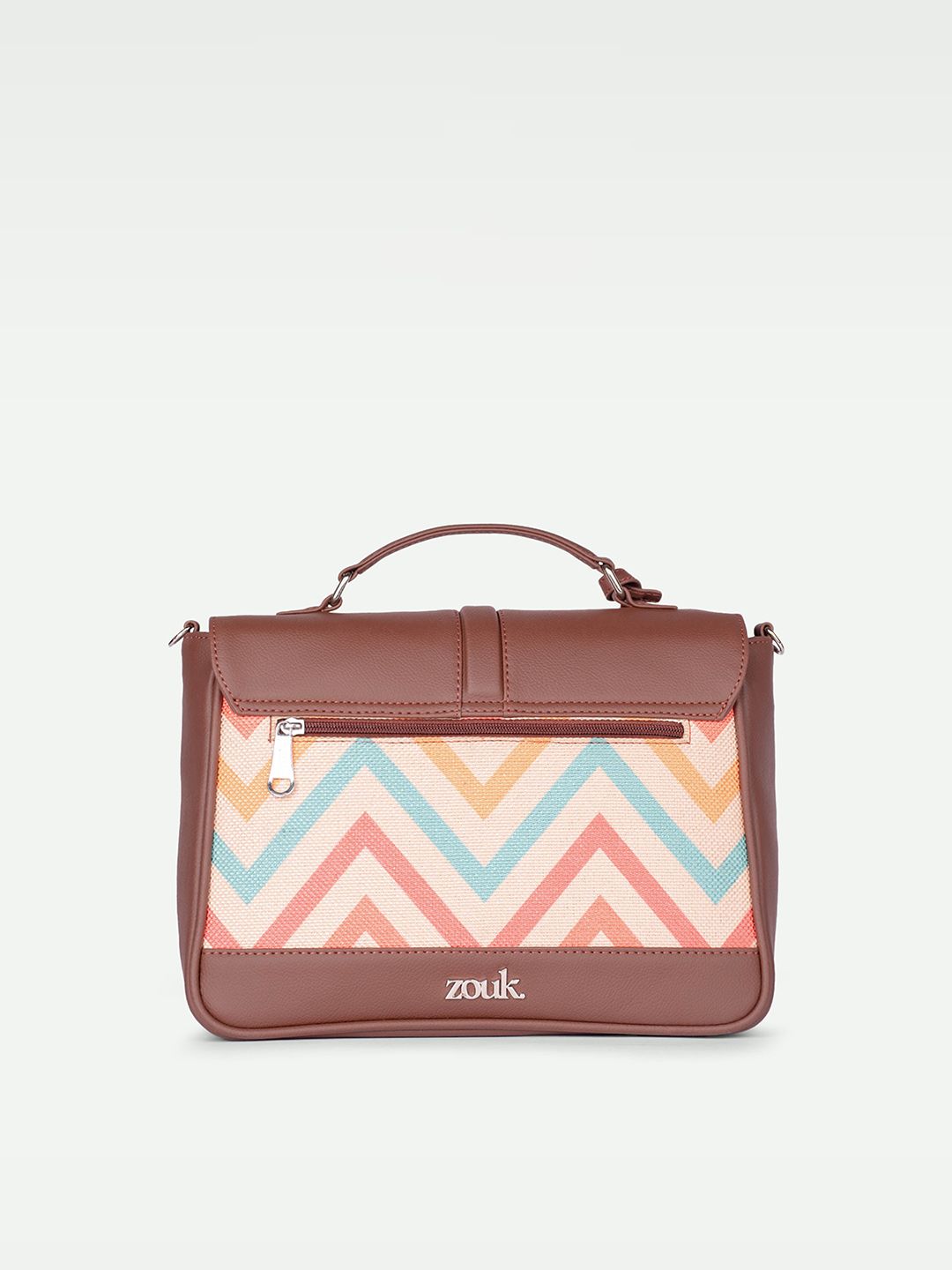 ZOUK WavBeach Nessa Geometric Printed Structured Jute Satchel