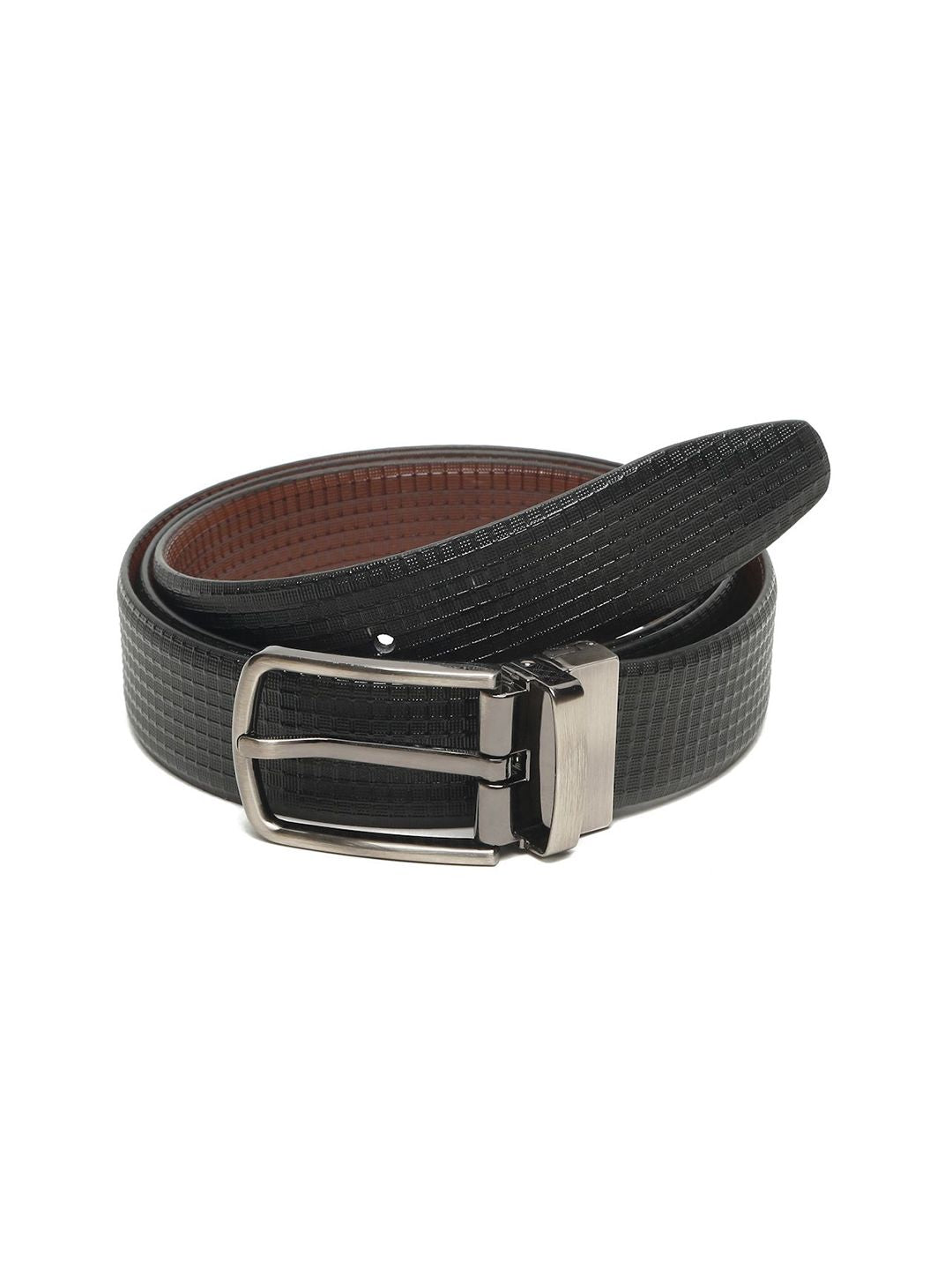 Teakwood Leathers Men Textured Leather Reversible Formal Belt