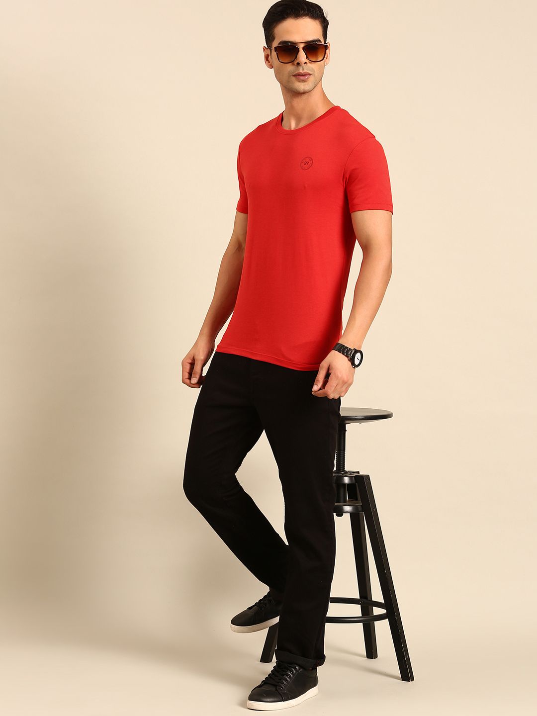 Being Human Pure Cotton Solid Casual T-shirt