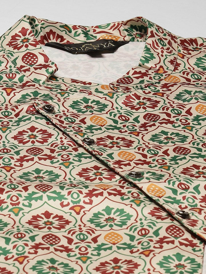 SOJANYA Men Black Kurta with Churidar & Jacket