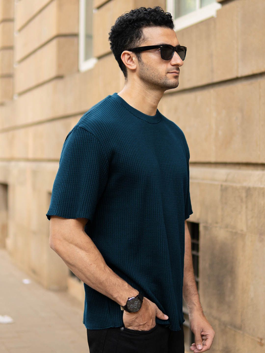 Powerlook Men Solid Round Neck Oversized T-shirt