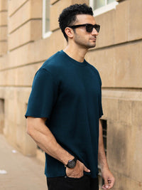 Powerlook Men Solid Round Neck Oversized T-shirt