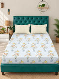 Myntra Elegant Homes White Floral 300 TC King Cadar dengan 2 Sarung Bantal