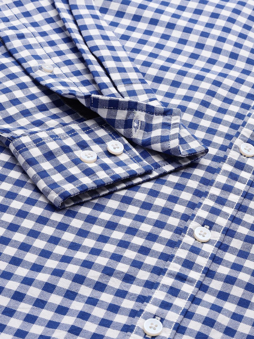 Thomas Scott Men Classic Slim Fit Gingham Checks Checked Casual Shirt