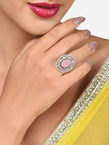 Cincin Jari Boleh Laras Mutiara Zaveri Bersalut Perak CZ