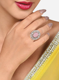 Cincin Jari Boleh Laras Mutiara Zaveri Bersalut Perak CZ