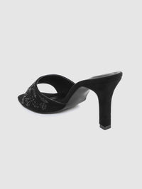 House of Pataudi Women Black Western Embellished Handcrafted Heels