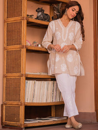 HOUSE OF KARI Ethnic Motifs Printed Thread Work Cotton Kurta