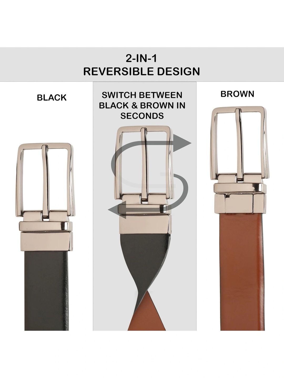 Teakwood Leathers Men Leather Reversible Formal Belt