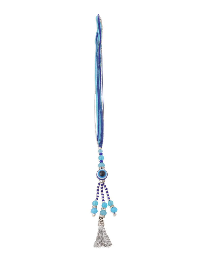 NVR Set of 2 Blue Evil Eye Artificial Beads Bhaiya Bhabhi Rakhi with Roli Chawal