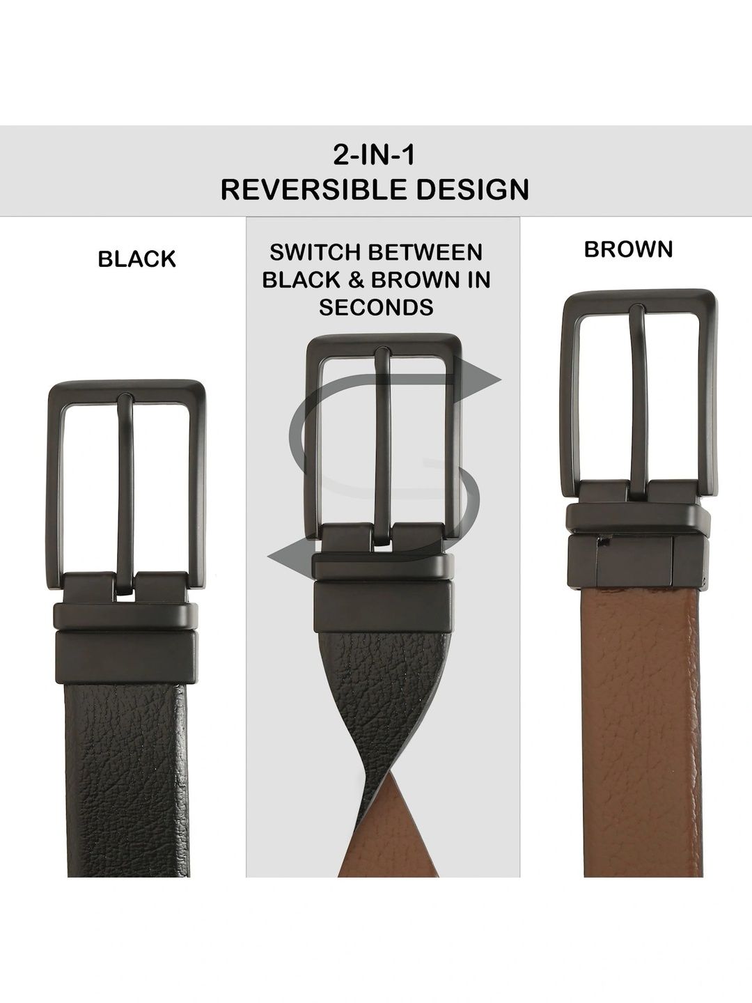 Teakwood Leathers Men Textured Leather Reversible Belt