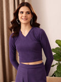 STREET 9 Self Design V-Neck Knitted Top