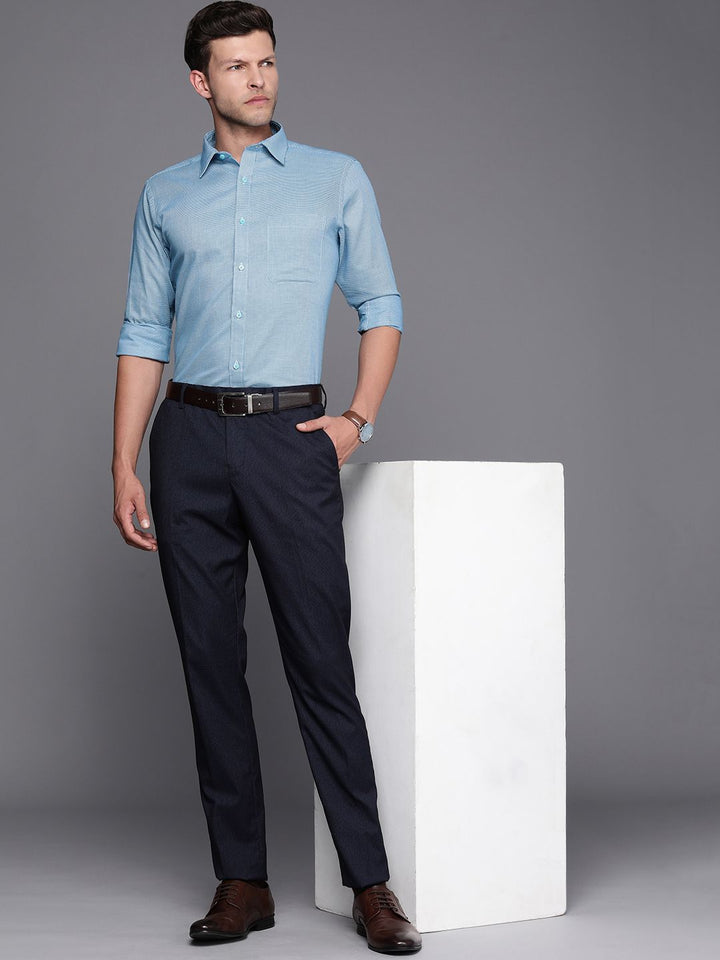 Raymond Pure Cotton Self Design Slim Fit Textured Casual Shirt