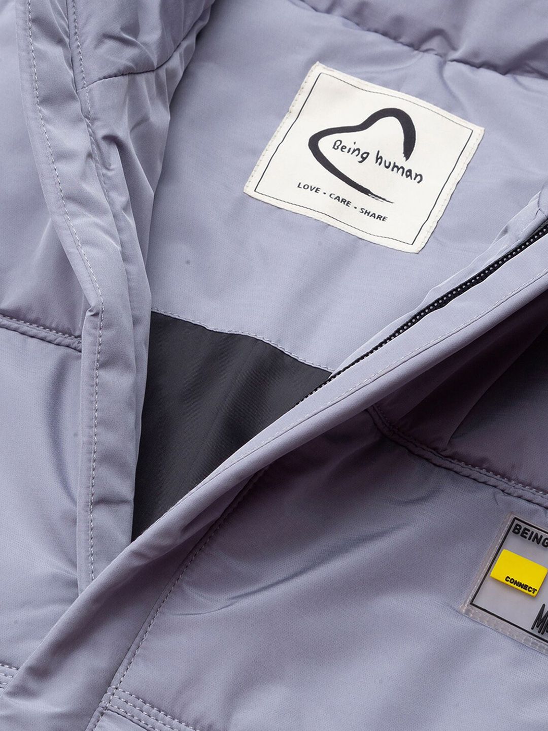 Being Human Men Grey Checked Longline Open Front Jacket